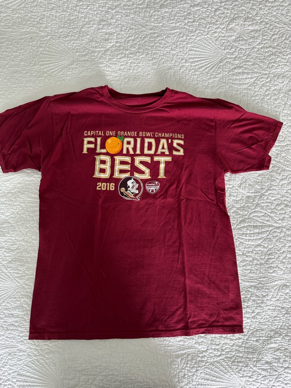 Fanatics Maroon Florida's Best 2016 Short Sleeve Tee with Cream & Gold Print